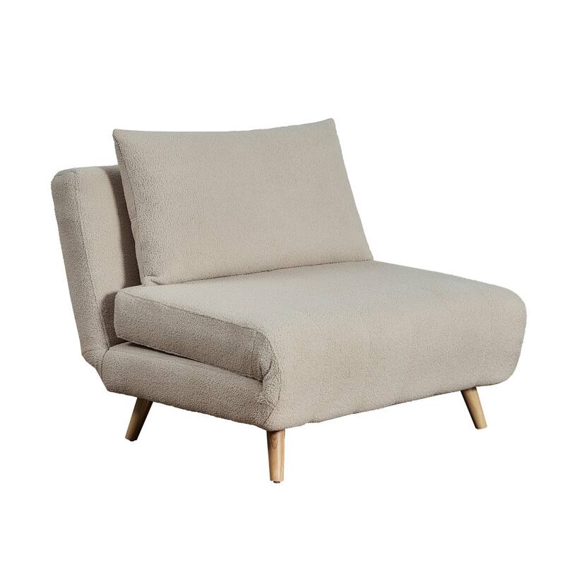 Upholstered Convertible Tri-Fold Chair with Pillow and Hideaway Legs - 75.5"D x 41"W x 30"H