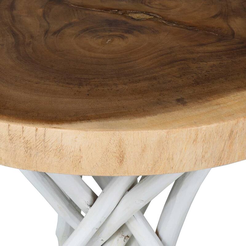 Merrill Solid Teak Wood Stick Base Accent Table by East at Main