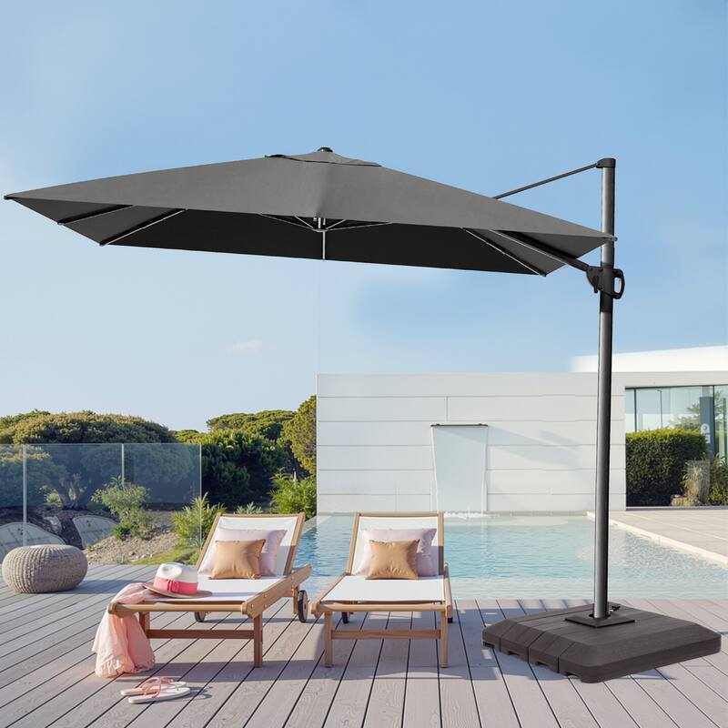 Pellebant 9 FT x 12 FT Outdoor Patio Cantilever Umbrella with Base Stand
