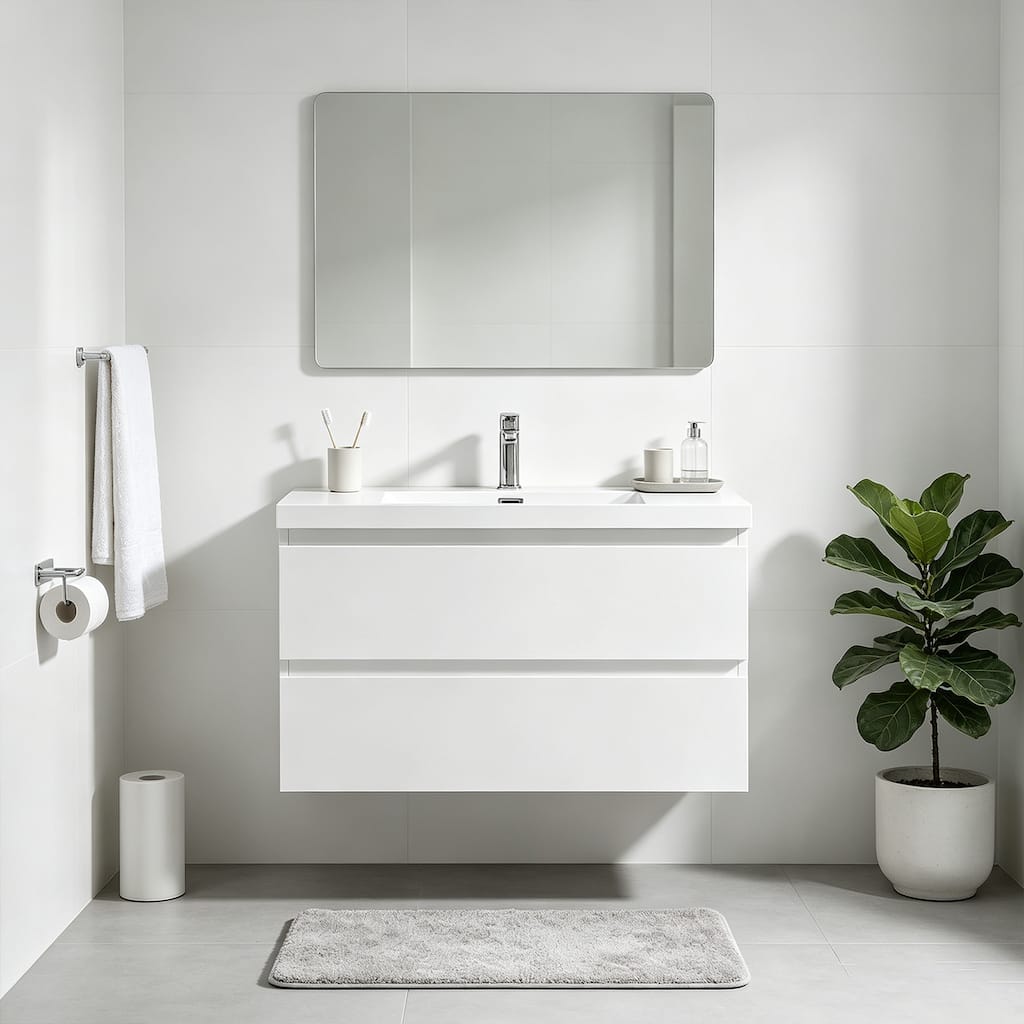 Patara High-Gloss White Floating Vanity, 36" 48"