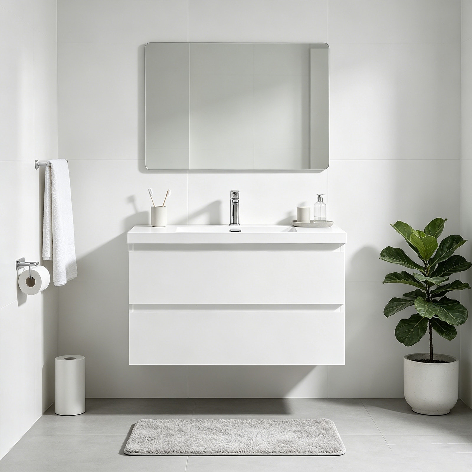 Patara High-Gloss White Floating Vanity, 36" 48"