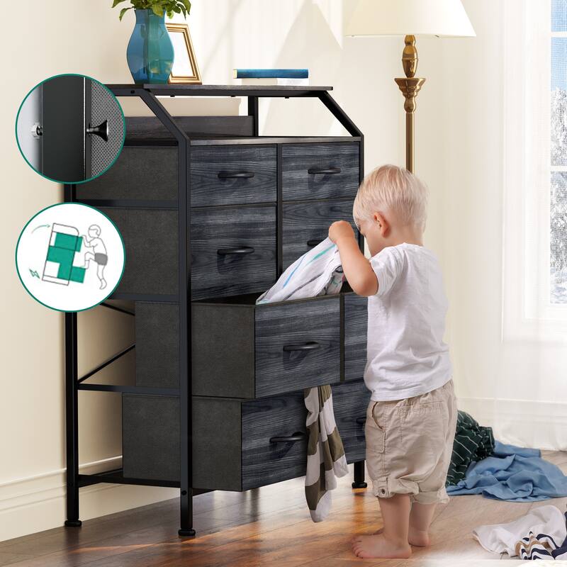 Modern Wide Dresser Storage Tower with 8 Drawers