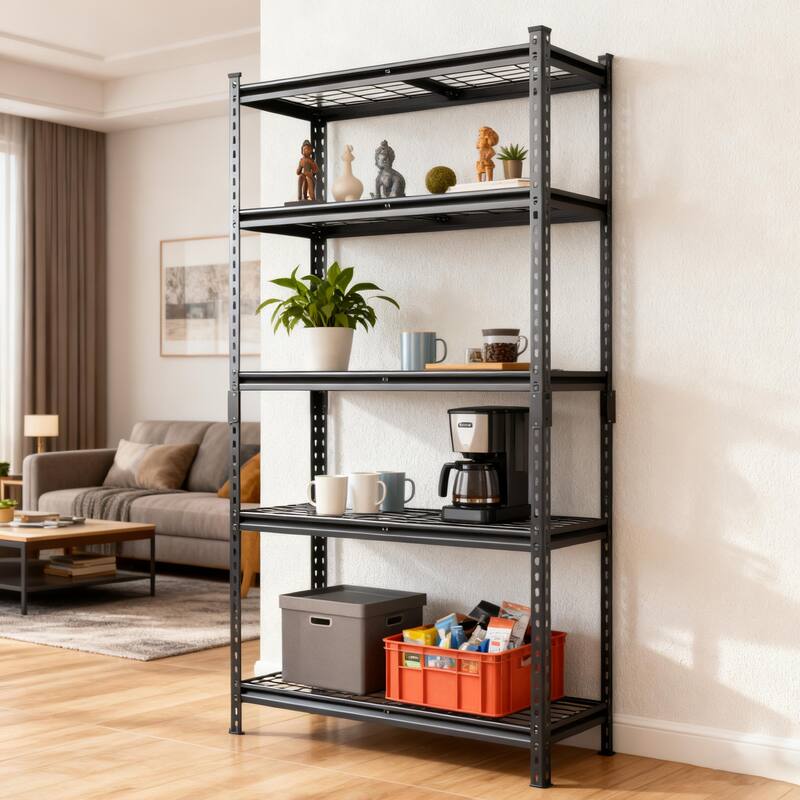 5-Tier Storage Shelves, Heavy-Duty Garage Shelving, Adjustable Shelving Unit, Steel Shelf, 250 lb Load,36"W x 18"D x 72"H