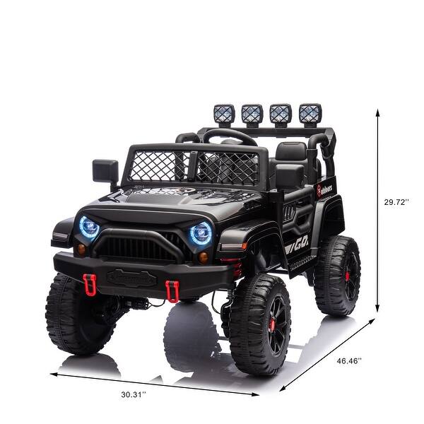dimension image slide 4 of 5, 24V 2-Seater Ride-On Truck Car with 4WD Motors, 2.4G Remote Control, Soft Start, and LED Lights, Toys Gifts