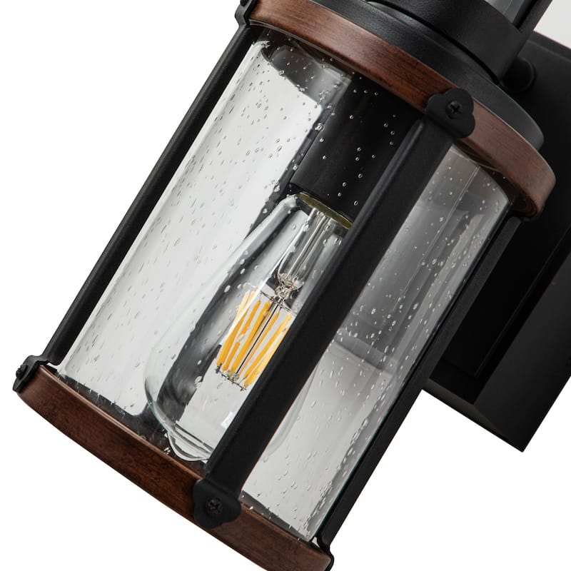 11.5"H Industrial Motion Sensor Outdoor Wall Lantern with GFCI outlet - Black