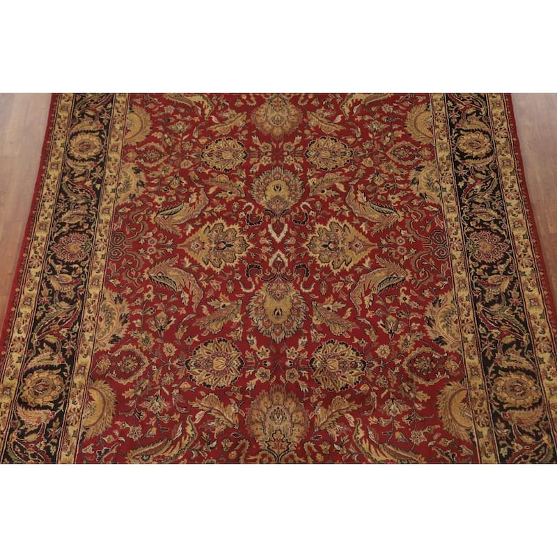 Red Floral Agra Oriental Area Rug Hand-Knotted Wool Carpet - 7'9" x 10'0"