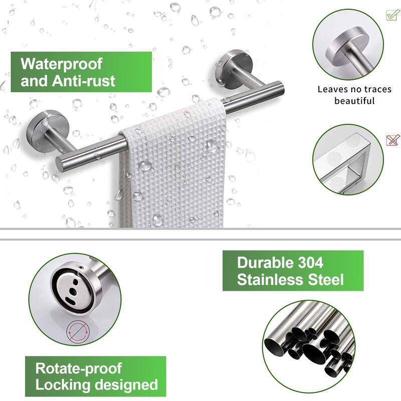 Topcraft Wall Mounted Stainless Steel Bathroom 8 Piece Hardware Set