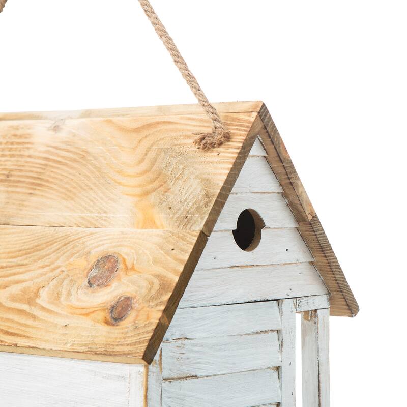 Glitzhome 14.25"L Wood Distressed Solid Wood Cottage Birdhouse