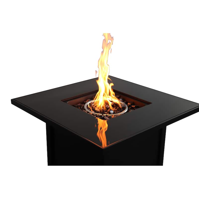LSI 25'' H x 30'' W Steel Outdoor Fire Pit Table with Lid