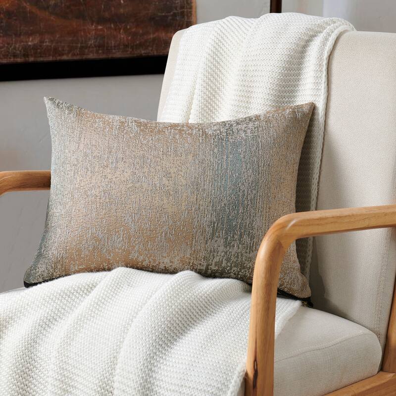2-Piece Jacquard Chenille Zippered Lumbar Pillow Cover Set