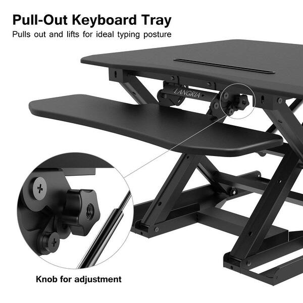 Shop Langria Height Adjustable Standing Desk Converter Ergonomic Sit Stand Desk Riser 32 X 25 Overstock 23150372