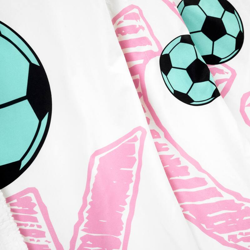 Lush Decor Girls Soccer Kick Sherpa Throw
