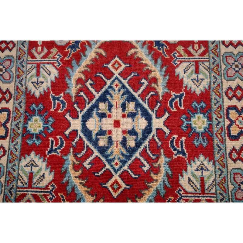 Red Floral Kazak Foyer Rug Handmade Wool Carpet - 2'9" x 4'2"