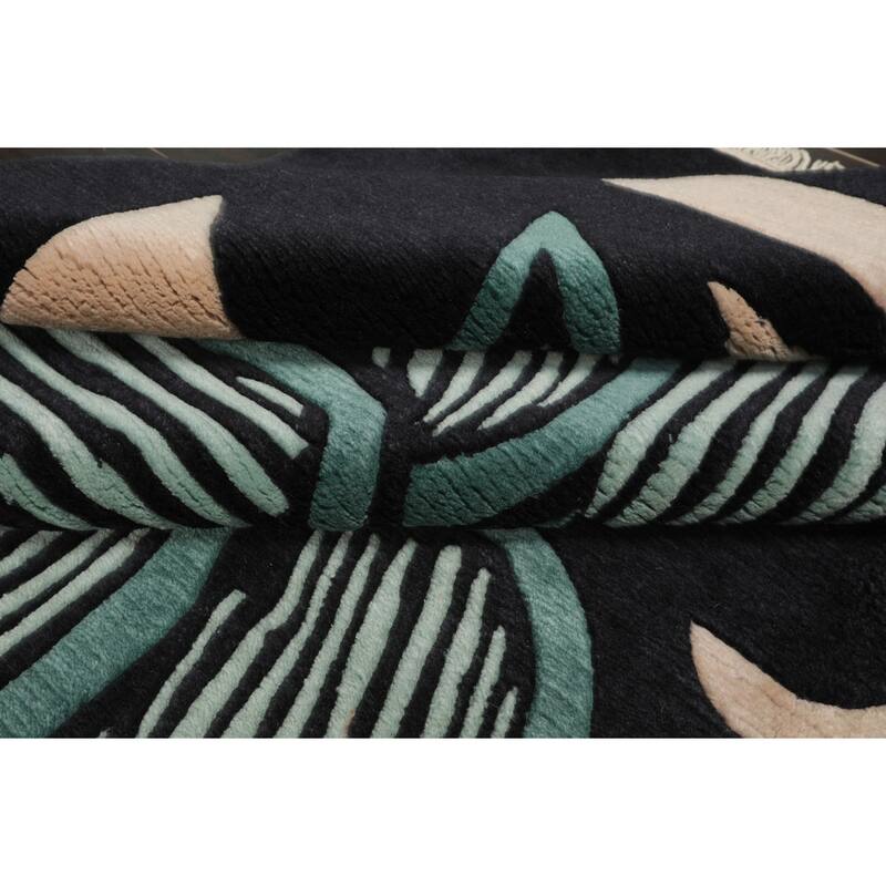 8'8''x11'8'' Hand Knotted Wool Ivory Tibetan Art Deco Plush Pile Rug - 8' 8'' x 11' 8''