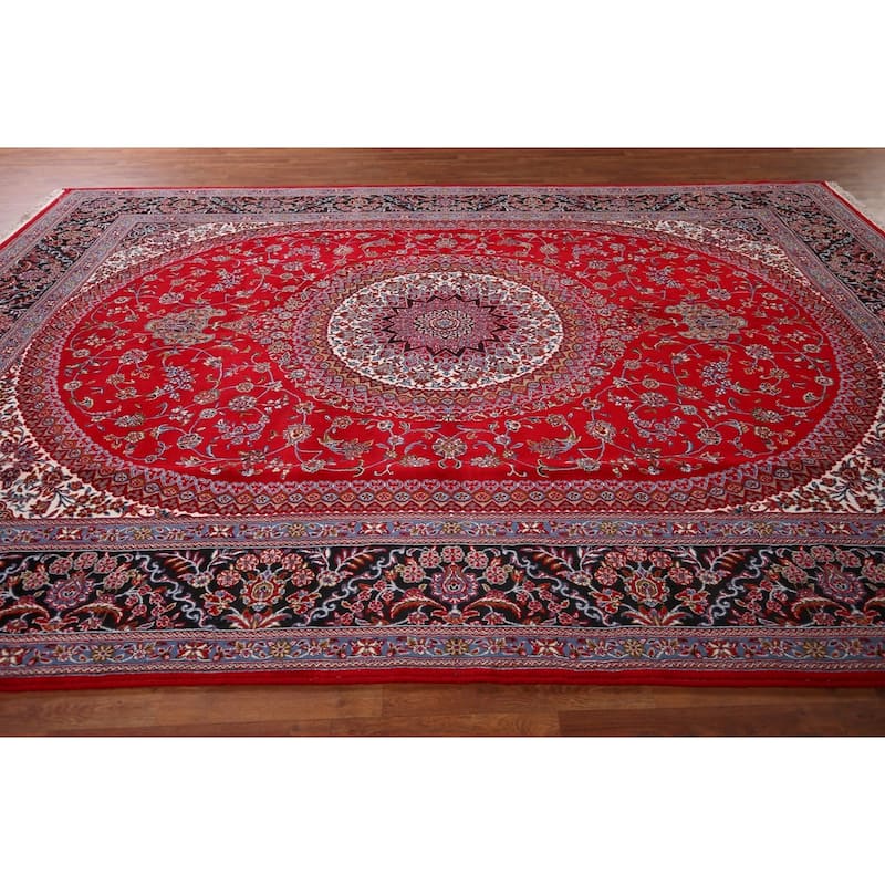 Traditional Floral Kashan Turkish Area Rug Bedroom Machine-Made Carpet - 9'8" x 13'3"