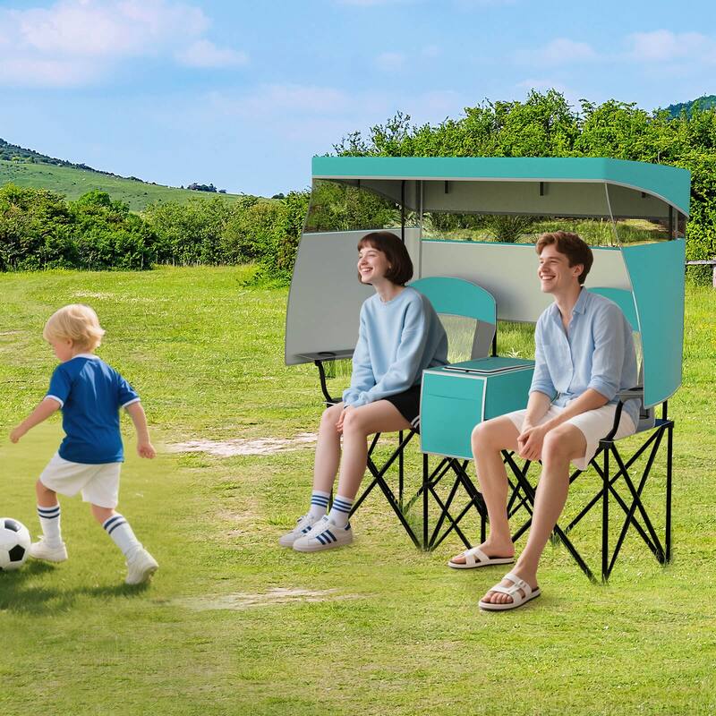 Costway Double Beach Chair with Adjustable Canopy Oversized Folding