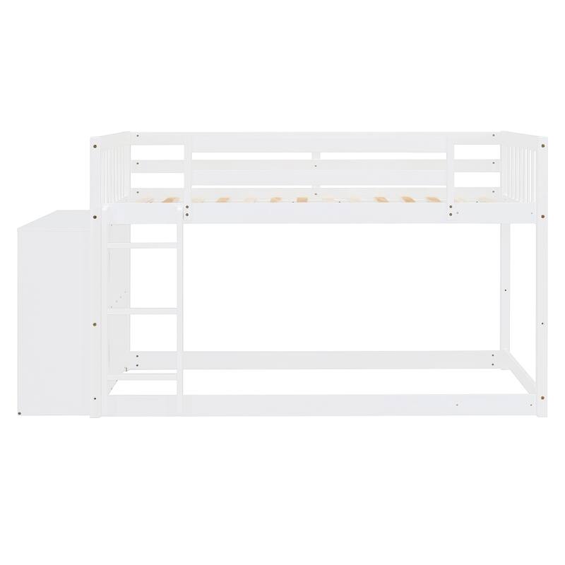 Pine Bunk Bed with Drawers and Shelves