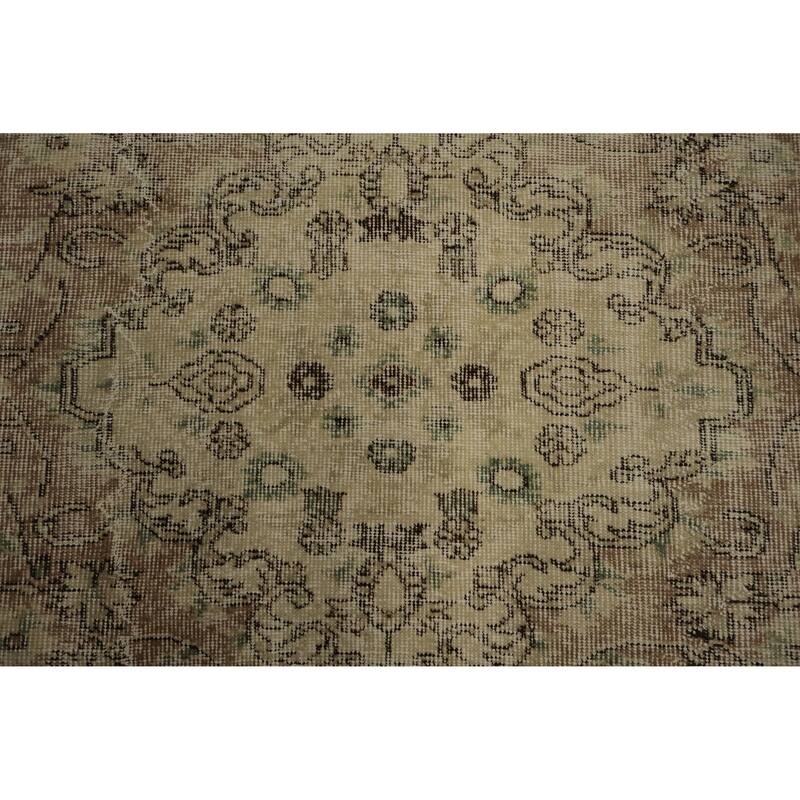 Hand Knotted Oriental 100% Wool Carpet Transitional Medallion Brown Anatolian Area Rug - 8' 8'' X 5' 10''