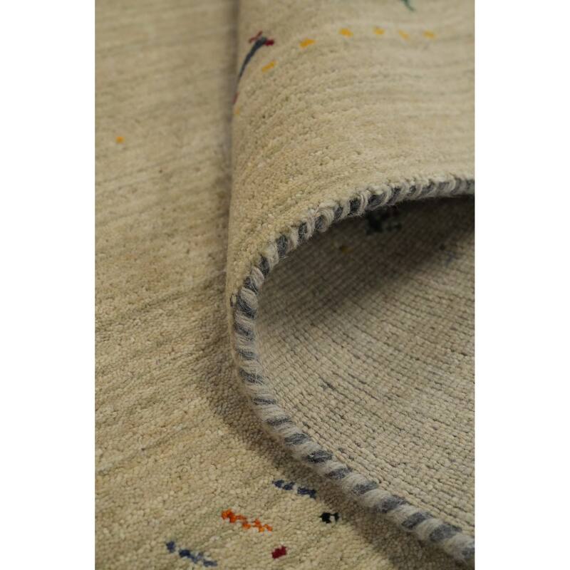 Hand Knotted Oriental 100% Wool Carpet Tribal Animal Pictorial Beige & Ivories Gabbeh Area Rug - 11' 8'' X 4' 11''
