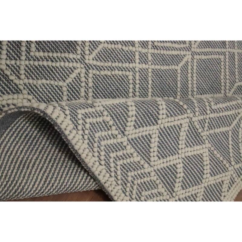 Hand Knotted Oriental 100% Wool Carpet Modern Geometric Greys & Charcoal Modern Gotti Design Area Rug - 7' 6'' X 4' 9''