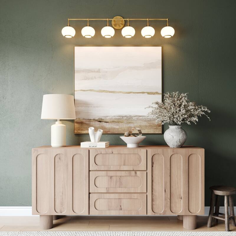 Acroma Aged Brass/Polished Chrome Finish Modern Globe Vanity Light