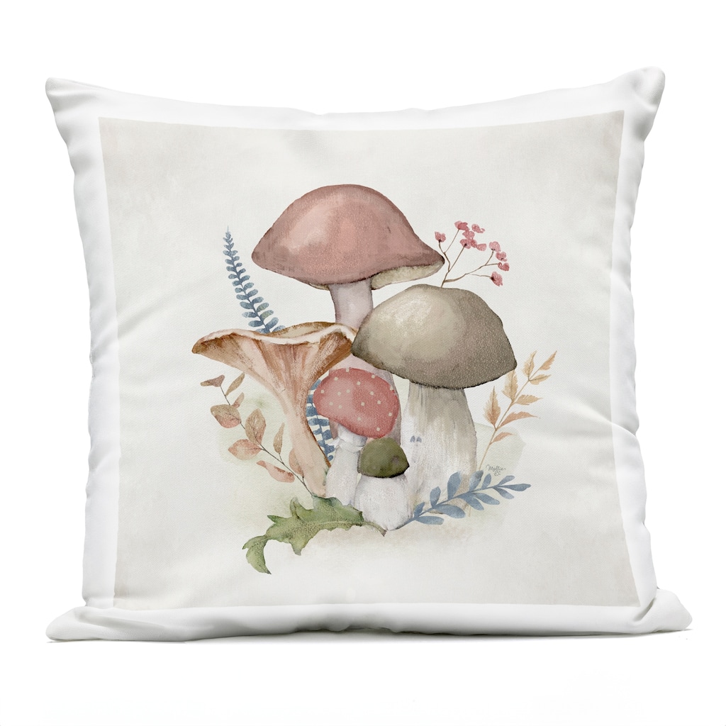 Stupell Pink Blooming Mushrooms Printed Outdoor Throw Pillow Design by Mollie B.