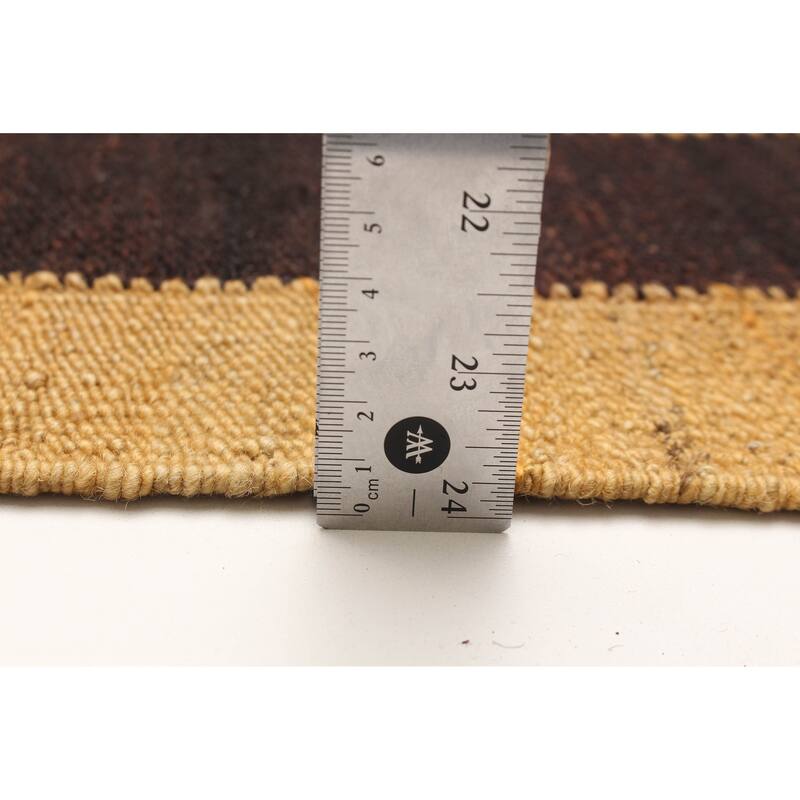 ECARPETGALLERY Flat-Weave Natural Brown Wool Tapestry Kilim - 6'4 x 9'6