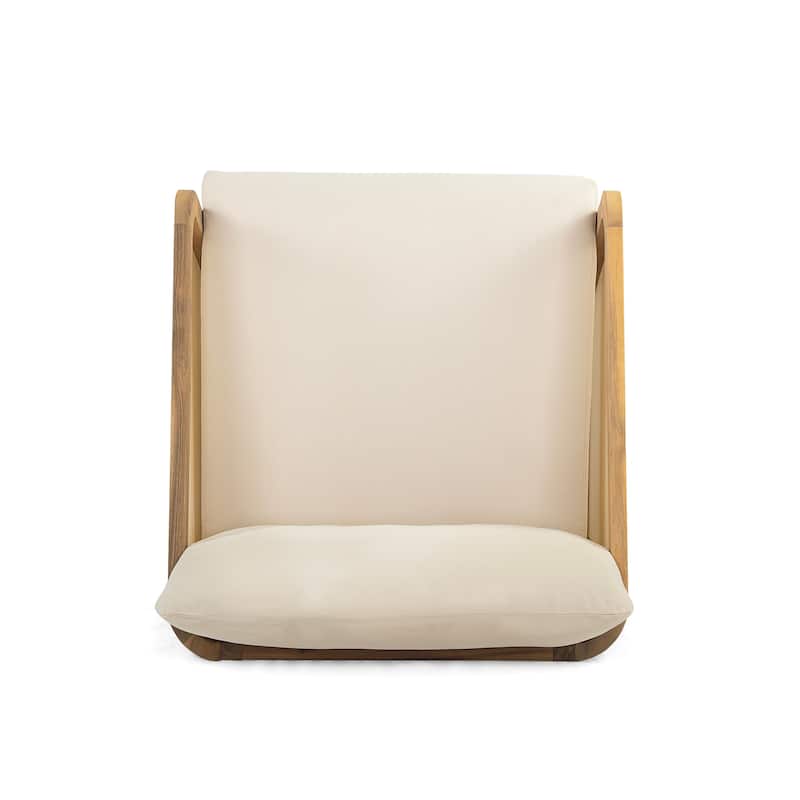 Lenrn Wood Textilene Club Chair with Acacia Frame and Water-Resistant Cushions by Christopher Knight Home