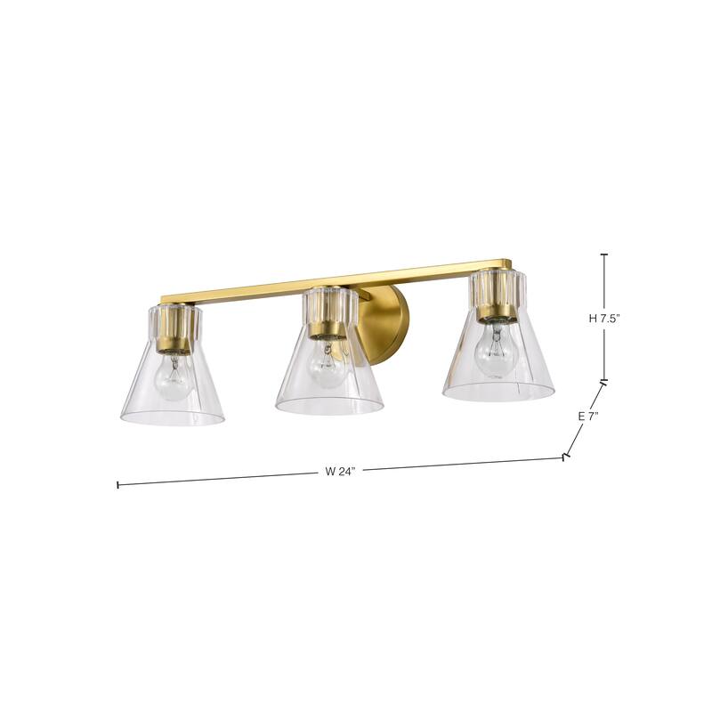 Gianna 3 Light Vanity Vintage Brass Finish Clear Glass - Vintage Brass