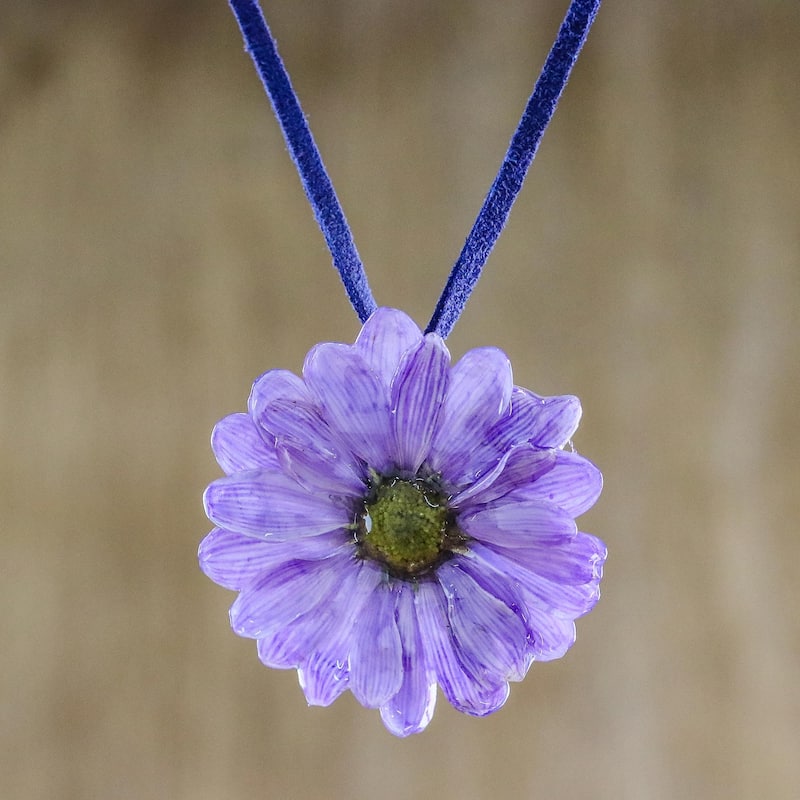 Novica Handmade World Of Violet Natural Flower Necklace