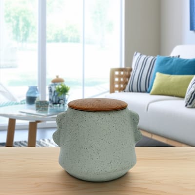 Pottery Wax Decorative Jar Candle with Lid Single-Wick Handmade - 4" x 4" x 4"