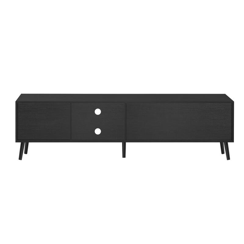 Modern 70" TV Stand Entertainment Center with Rattan Doors, 2 Drawers