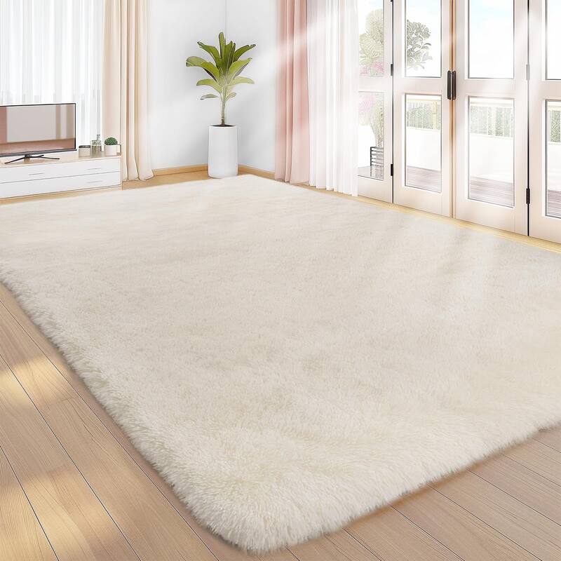 Area Rugs 8x10 Living Room, Large Area Rug Shag Shaggy Carpet Soft Plush Furry Bedside Rug, Machine Washable Area Rug - 6' x 7'