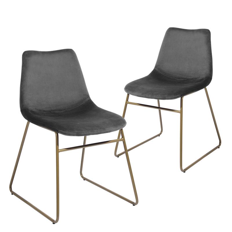 Homylin Batassel Velvet Dining Chairs, Upholstered Reception Chairs, with Metal Legs for Home Kitchen, Living Room(set of 2) - Grey