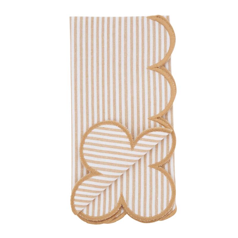 Striped Pattern Cotton Decorative Napkins (Set of 4) - Finished Edge Detail for Dining and Entertaining, 20"x20"