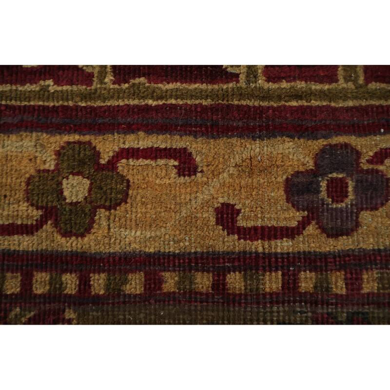 Hand Knotted Oriental 100% Wool Carpet Traditional Floral Green Agra Area Rug - 14' 10'' X 13' 1''