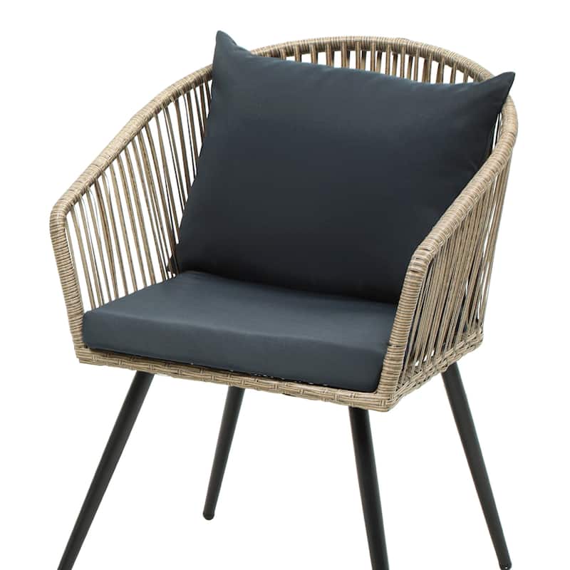 3-Piece Patio Furniture Wicker Bistro Set with Cushions - 20"L x 23.6"W x 32"H