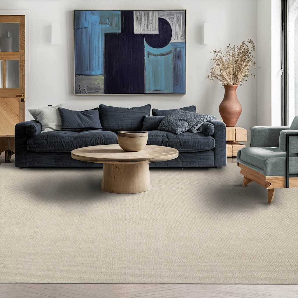 Ivory Hand Woven Textured Oriental Area Rug Multi Sizes Wool