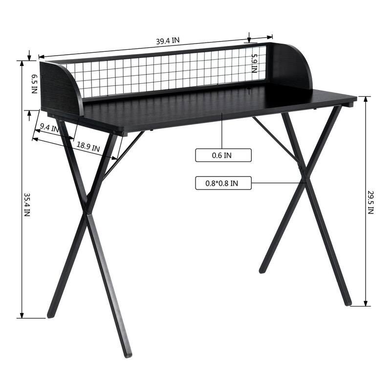 Homy Casa Modern Black Computer Desk, Metal Legs Office Writing Table