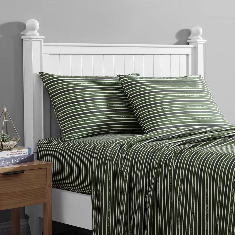 Nautica Ocean Breeze Cooling Printed Sheet Set - Varadero Typeface Green - Full