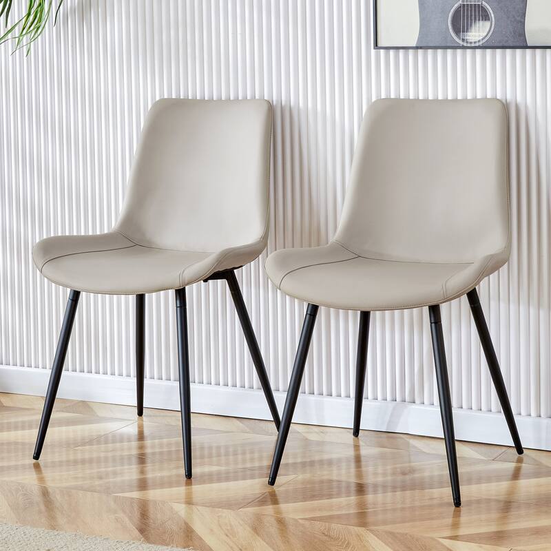 Dining Chair Set of 4, Family Dining Chair with Leather Backrest, Comfortable Kitchen Dining Chair with Extra Wide Cushion