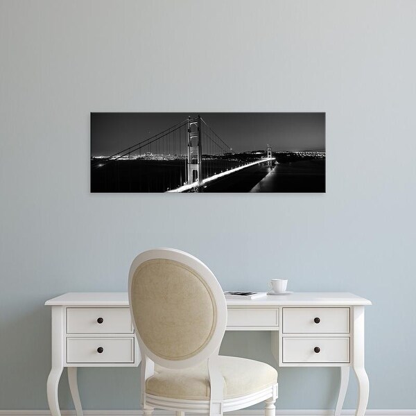 Easy Art Prints Panoramic Image 'Suspension bridge lit up, Golden Gate Bridge, San Francisco, California' Canvas Art