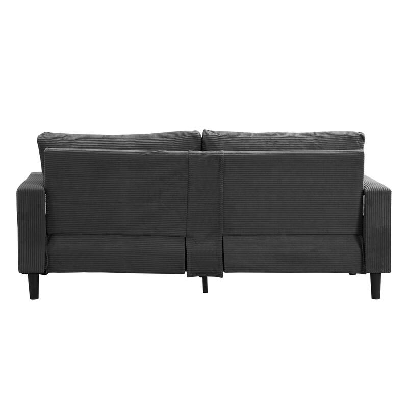 Anmytek Modern Dark Gray Upholstered Three Seater Sofa with Wooden Frame