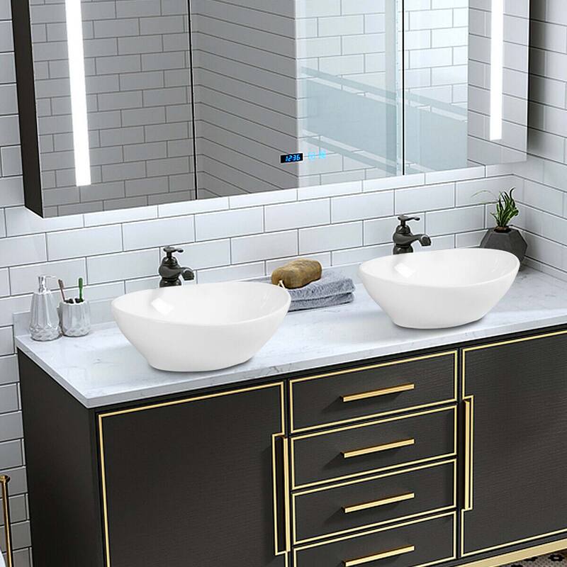 Costway Oval Bathroom Basin Ceramic Vessel Sink Bowl Vanity Porcelain