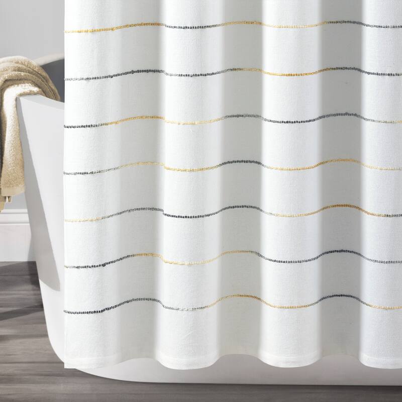 Lush Decor Ombre Stripe Yarn Dyed Cotton Shower Curtain