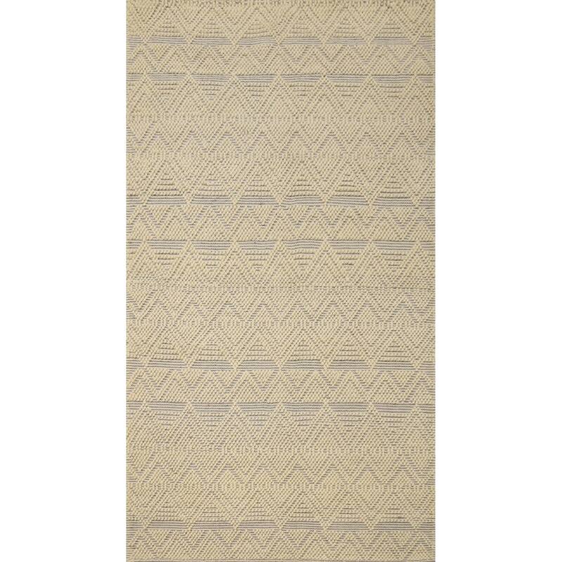 Hand Knotted Oriental 100% Wool Carpet Modern Geometric Beige & Ivories Modern Gotti Design Area Rug - 8' 8'' X 4' 11''