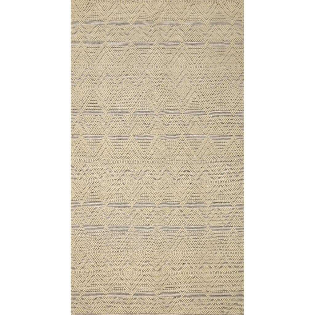 Hand Knotted Oriental 100% Wool Carpet Modern Geometric Beige & Ivories Modern Gotti Design Area Rug - 8' 8'' X 4' 11''