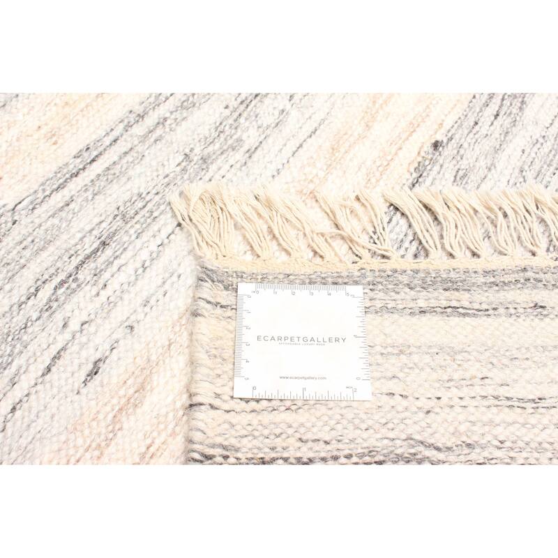 ECARPETGALLERY Flat-Weave Ankara FW Grey Wool Kilim - 5'3 x 7'5