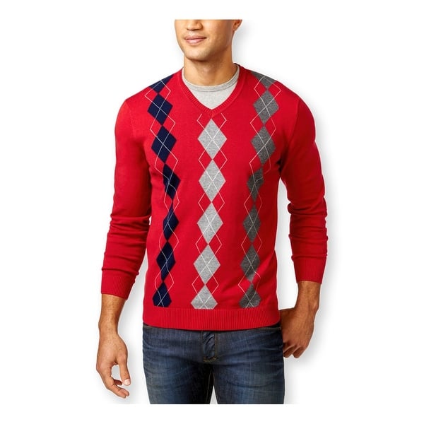 slide 1 of 3, Club Room Mens Argyle Pullover Sweater, Red, XLT