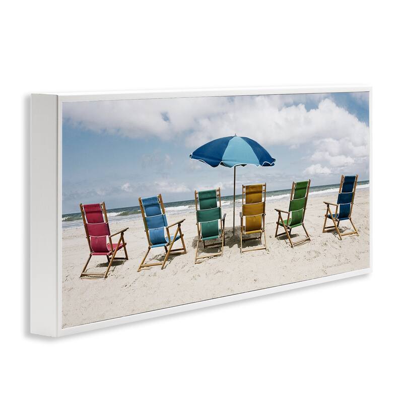 Stupell Colorful Beach Chairs Framed Giclee Art Design By Natalie Carpentieri